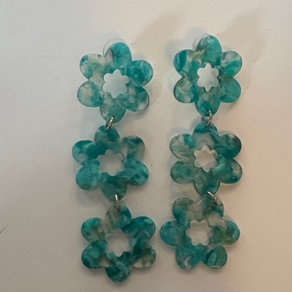 Turquoise Floral Drop Earrings